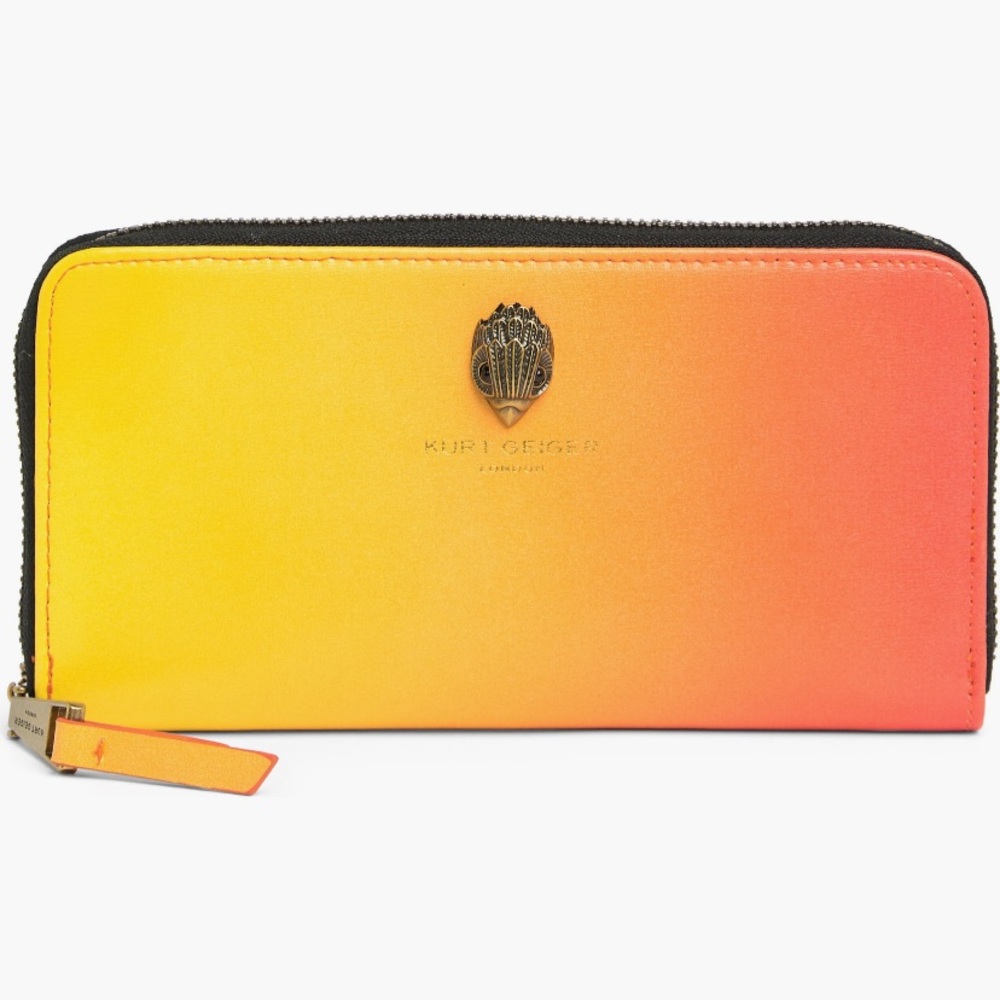 Kurt Geiger Shoreditch Zip wallet in gradient orange and yellow, NWOT